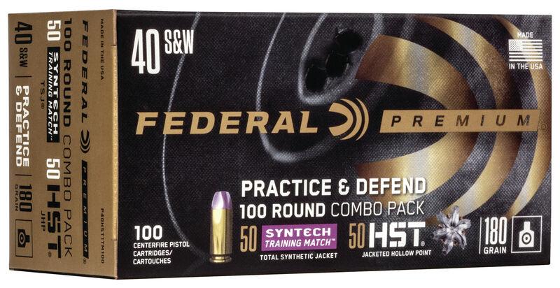 Federal P40HST1TM100: 40 S&W 180gr HST JHP/Syntech TSJ, 1010 fps, 100-Round Personal Defense & Training Ammo - View 2