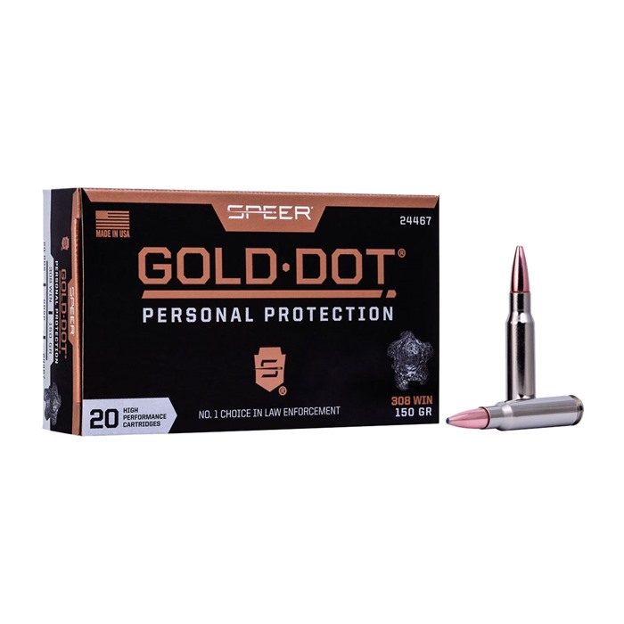 Speer Gold Dot .308 Winchester 150gr Soft Point Rifle Ammo - Industry-Leading Performance, 20 Rounds - View 2