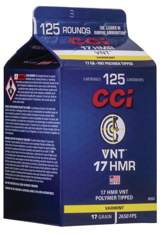 C.C.I. 923CC 17 HMR 17gr VNT Rimfire Ammo 125rd Box - View 2