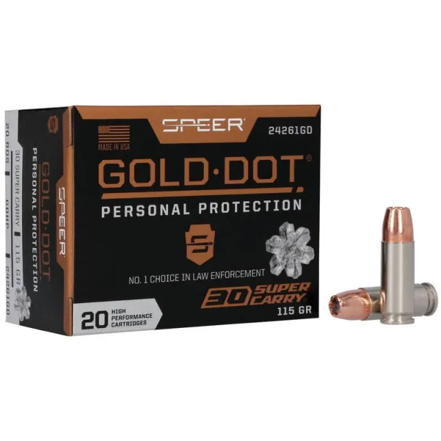 Speer 30 Super Carry 115 Grain Gold Dot Hollow Point 20rd Nickel Brass - View 2