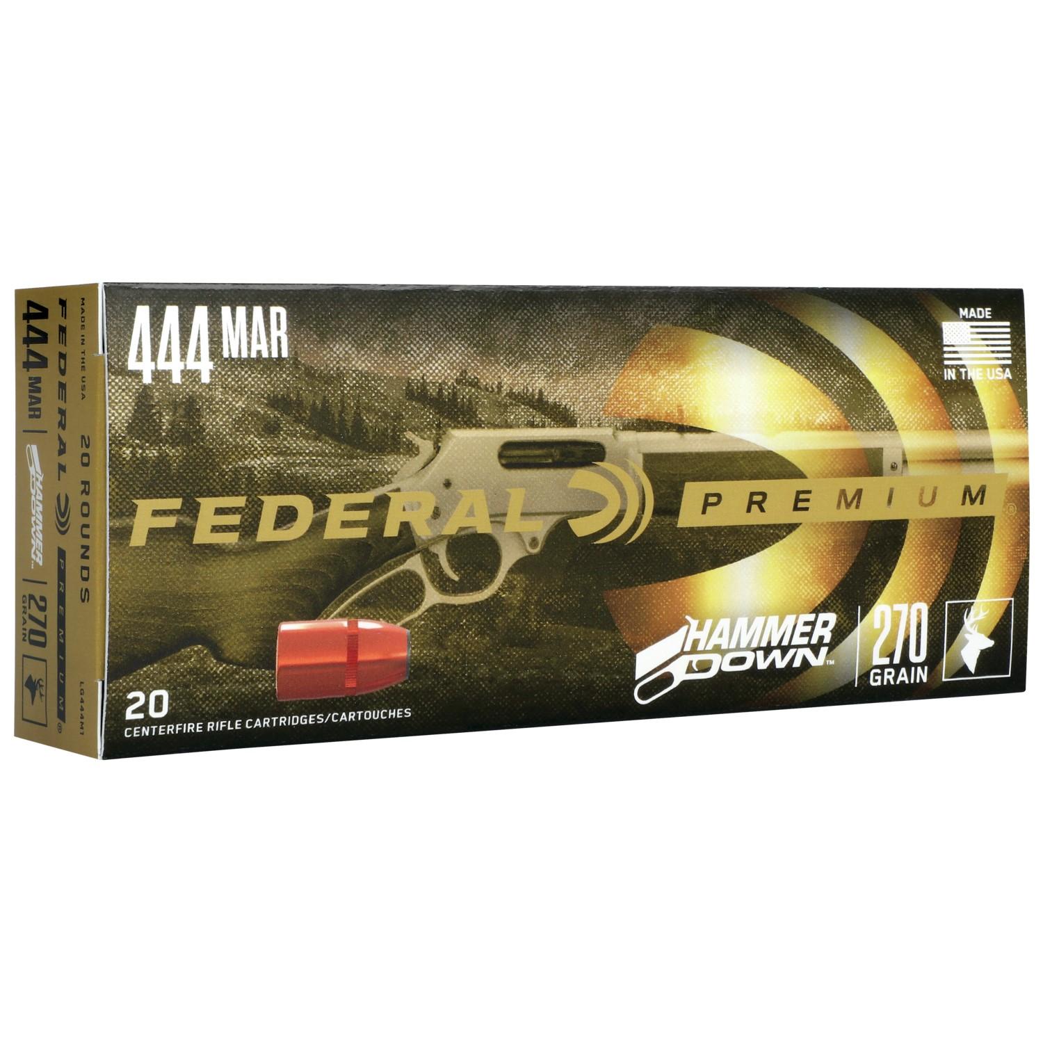 Federal LG444M1 .444 Marlin 270gr Bonded Soft Point Nickel-Plated Brass Ammo, 20 Rounds - View 2