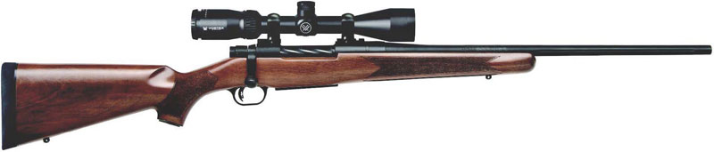 Mossberg 28059 Patriot 25-06 Rem Caliber, 5+1 Capacity, 22" Fluted Barrel, Matte Blued Metal Finish, Walnut Stock, Right Hand (Full Size), Includes Vortex Crossfire II 3-9x40mm Scope - View 2
