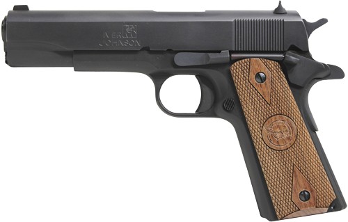 Iver Johnson 1911A1-9 9mm 5" Matte Blued Semi-Auto Pistol, Walnut Grips - View 2