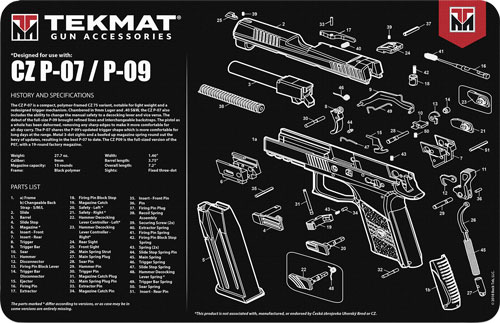 TekMat TEKR17CZP07 CZ P-07/P-09 Mat 11"x17" Rubber Black/White - View 2