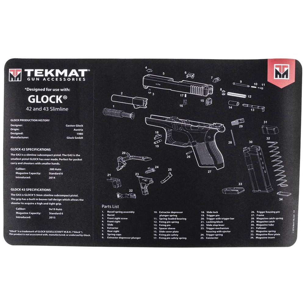 TekMat TEKR17GLOCK4243 Cleaning Mat Black/White Rubber 17" Long Parts Diagram - View 2