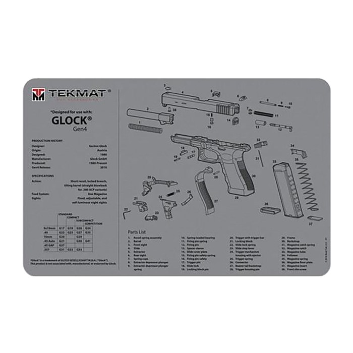 TekMat Glock Gen 4 Cleaning Mat Gray Rubber 11"x17" - View 2
