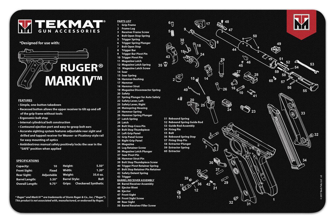 TekMat Ruger Mark IV Cleaning Mat 11x17 Fabric Covered Neoprene - View 2
