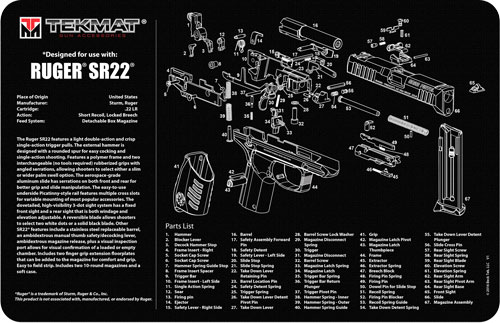 TekMat TEKR17RUGERSR22 Ruger SR22 Cleaning Mat 11"x17" - View 2