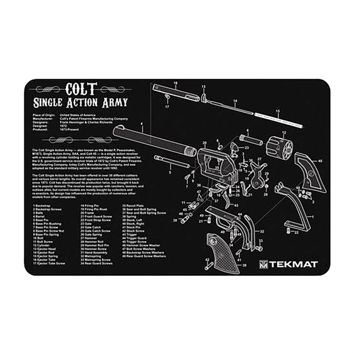 TekMat TEKR17SAA Cleaning Mat Black/White Rubber 11"x17" Colt Revolver Army Parts Diagram - View 2