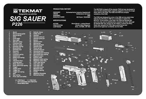 TekMat TEK-R17-SIGP226 Pistol Mat 11"x17" Black Microfiber - View 2