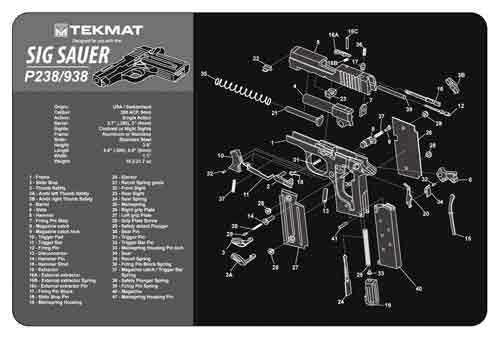 TekMat TEKR17SIGP238 Cleaning Mat 11" x 17" Sig P238 Diagram - View 2