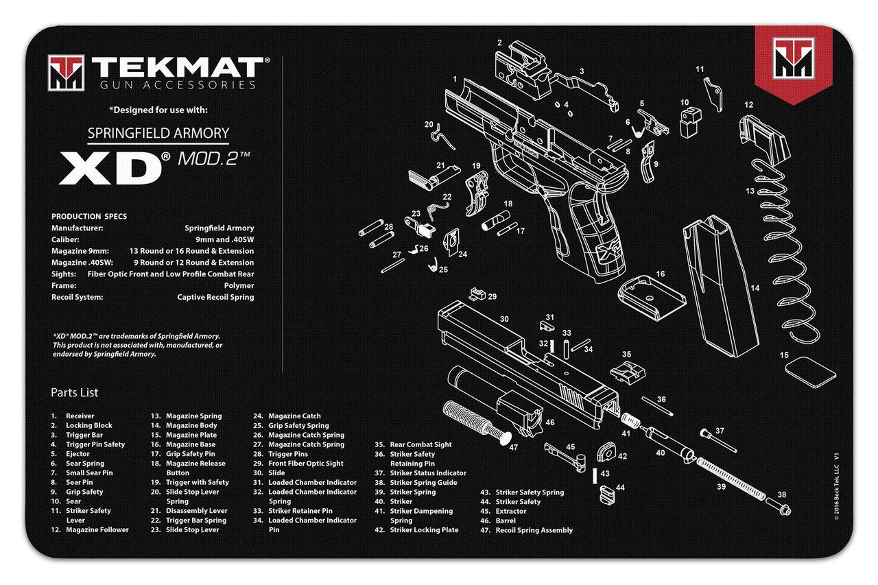 TekMat 11x17 Gun Cleaning Mat Springfield Armory XD Mod.2 - View 2