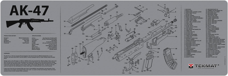 TekMat TEKR36AK47GY AK-47 Cleaning Mat 12in x 36in Grey 1/8in Thick - View 2