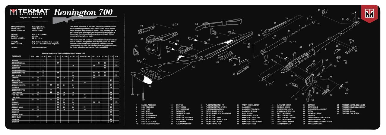 TekMat TEKR36REM700 Remington 700 Mat 12"x36" Black/White Rubber - View 2