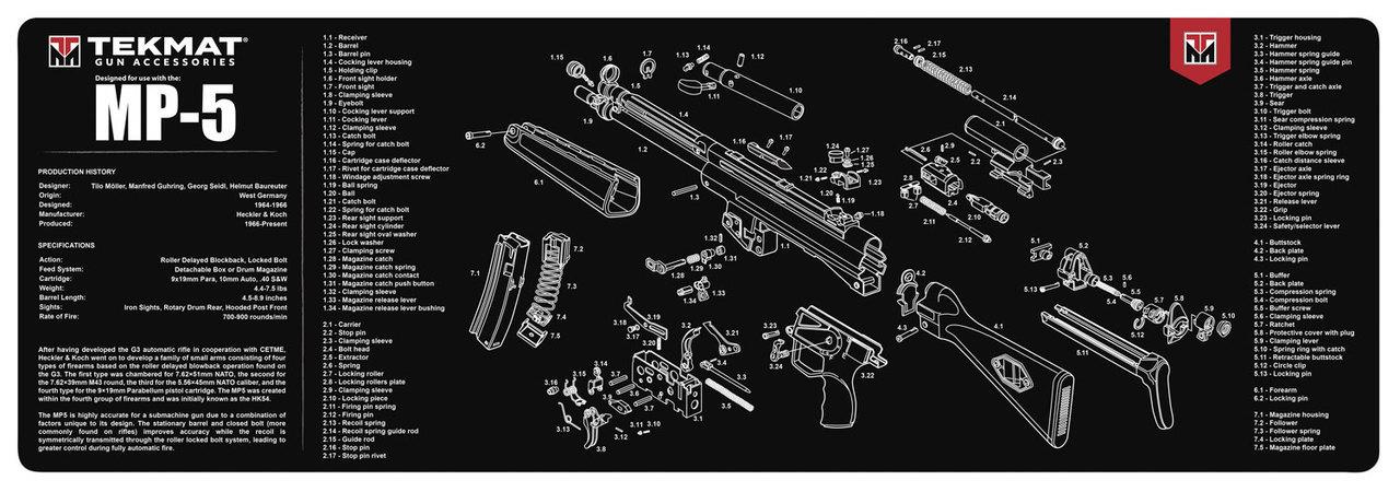 TekMat TEKR36HKMP5 MP5 Gun Cleaning Mat 12"x36" Rubber Non-Skid Black - View 2
