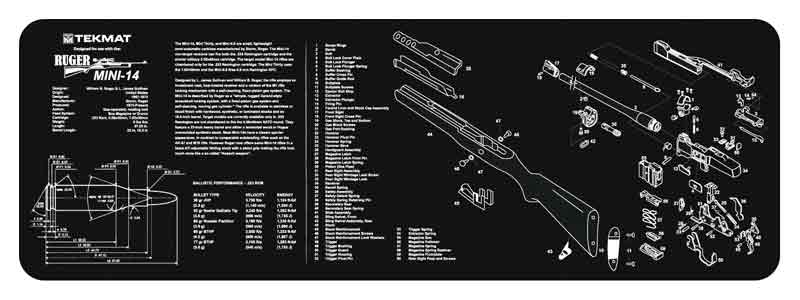 TekMat Ruger Mini 14 Armorers Bench Mat 12x36" Neoprene Rubber Black - View 2