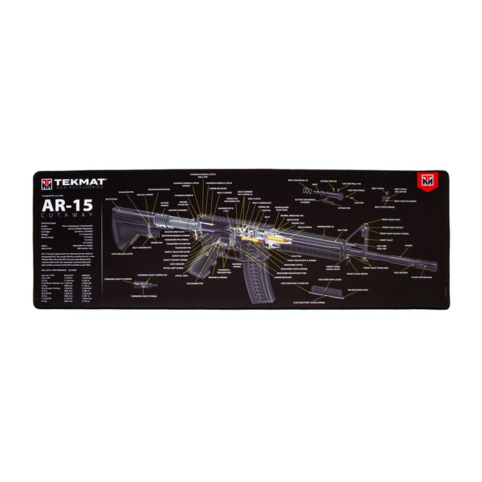 TekMat TEKR44AR15CA AR-15 Cutaway Cleaning Mat 44" Rubber Black/White - View 2