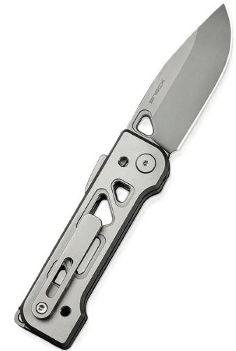 WEKNIFE Tyro Superlock Knife Gray Titanium Handle (2.91"" Stonewashed CPM 20CV Blade) WE24001-2, With An Extra Pivot Screw - View 2