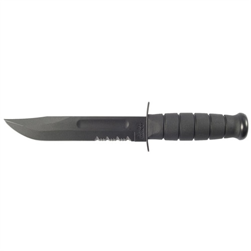 Ka-Bar 1214 Fighting/Utility 7" Fixed Clip Point Serrated Black 1095 Cro-Van Blade Black Kraton G Handle Includes Sheath - View 3