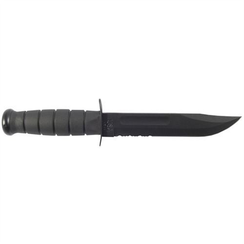 Ka-Bar 1214 Fighting/Utility 7" Fixed Clip Point Serrated Black 1095 Cro-Van Blade Black Kraton G Handle Includes Sheath - View 4
