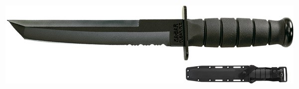 Ka-Bar 1245 Tanto 8" Fixed Part Serrated 1095 Cro-Van Blade/Black Kraton G Handle Includes Sheath - View 2