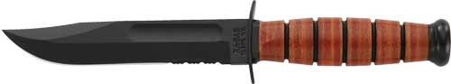 KA-BAR 1252 USMC Short Knife 5.25" Leather Handle 1095 Cro-Van Sheath - View 2