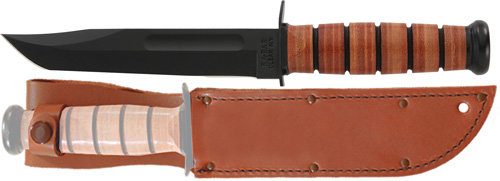 KA-BAR 1320 Fixed Blade Knife 7" 1095 Cro-Van Steel Leather Handle - View 2