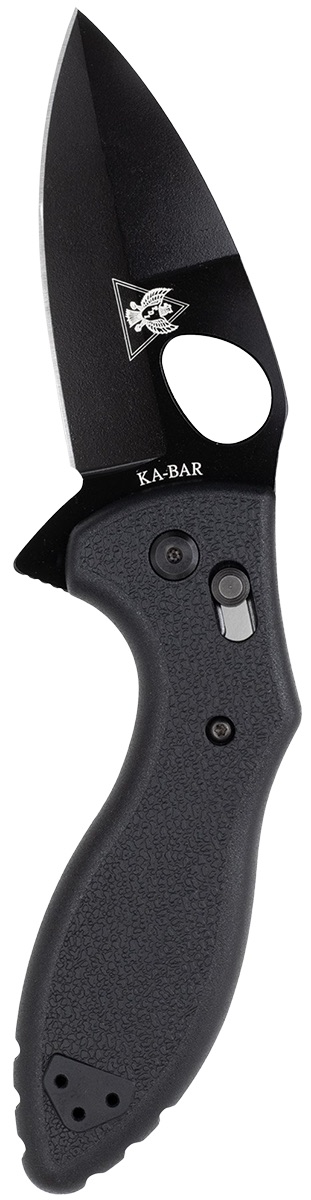 KABAR TDI Flipper Knife - 3" Plain Edge Blade, AUS8A Steel, Black 2490 - View 2