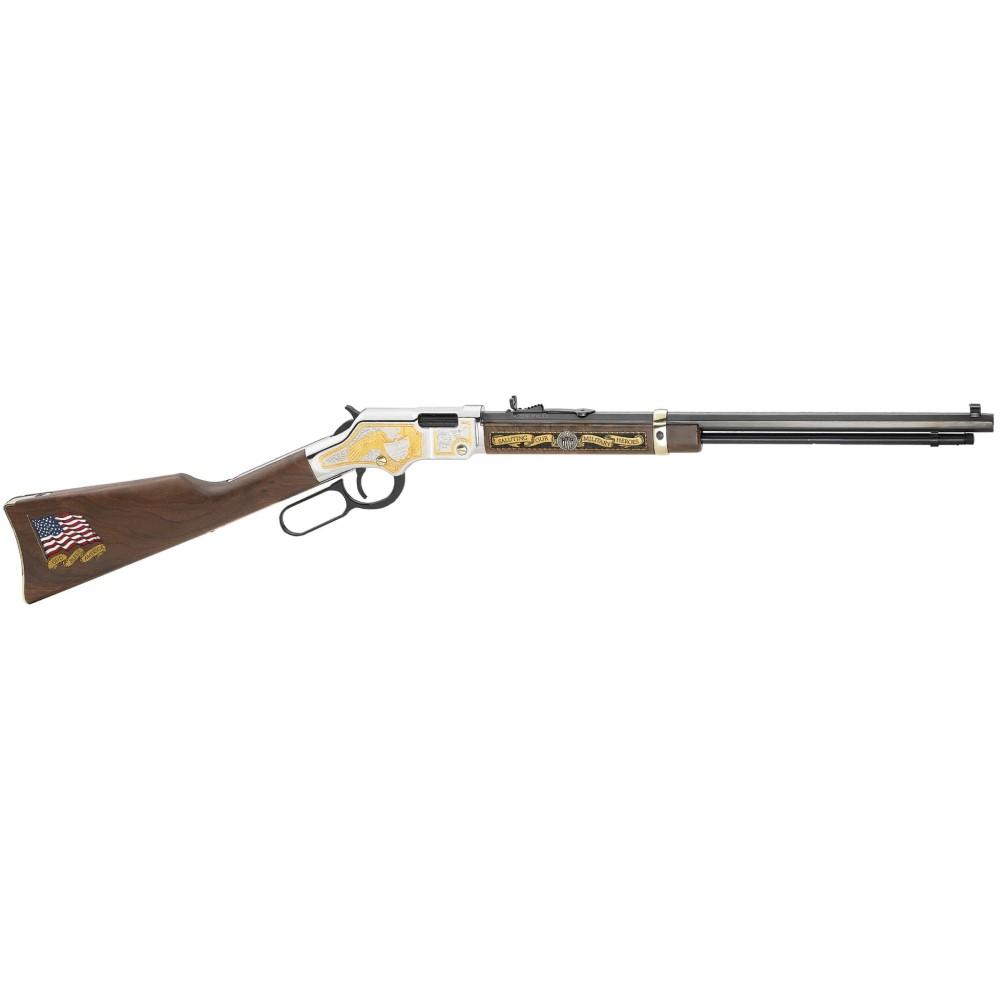 Henry H004MS2 Golden Boy Military Service Tribute 2 Lever Action 22 Short,Long,LR 16/21 Nickel Plated 20" Octagon Barrel American Walnut - View 2