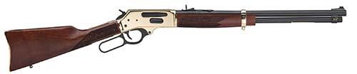 Henry H02435 Side Gate 35 Rem 5+1 20" Blued Round Barrel Polished Brass American Walnut Right Hand - View 2