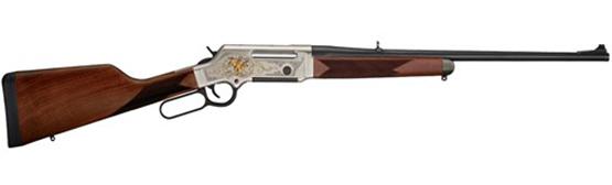 Henry H014WL243 Long Ranger Wildlife 243 Win 4+1 20" Blued Round Barrel Nickel-Plated 24K Gold Inlay Engraved Steel American Walnut Right Hand - View 2