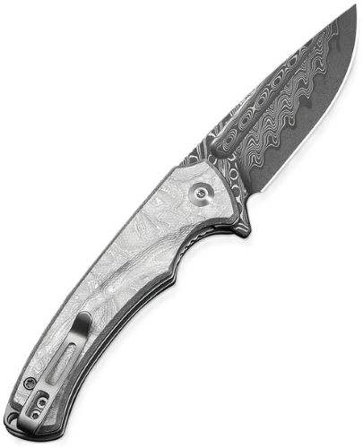 Voidflare Flipper Knife G10 With Aluminum Foil Handle (2.92"" Damascus Blade) - View 2
