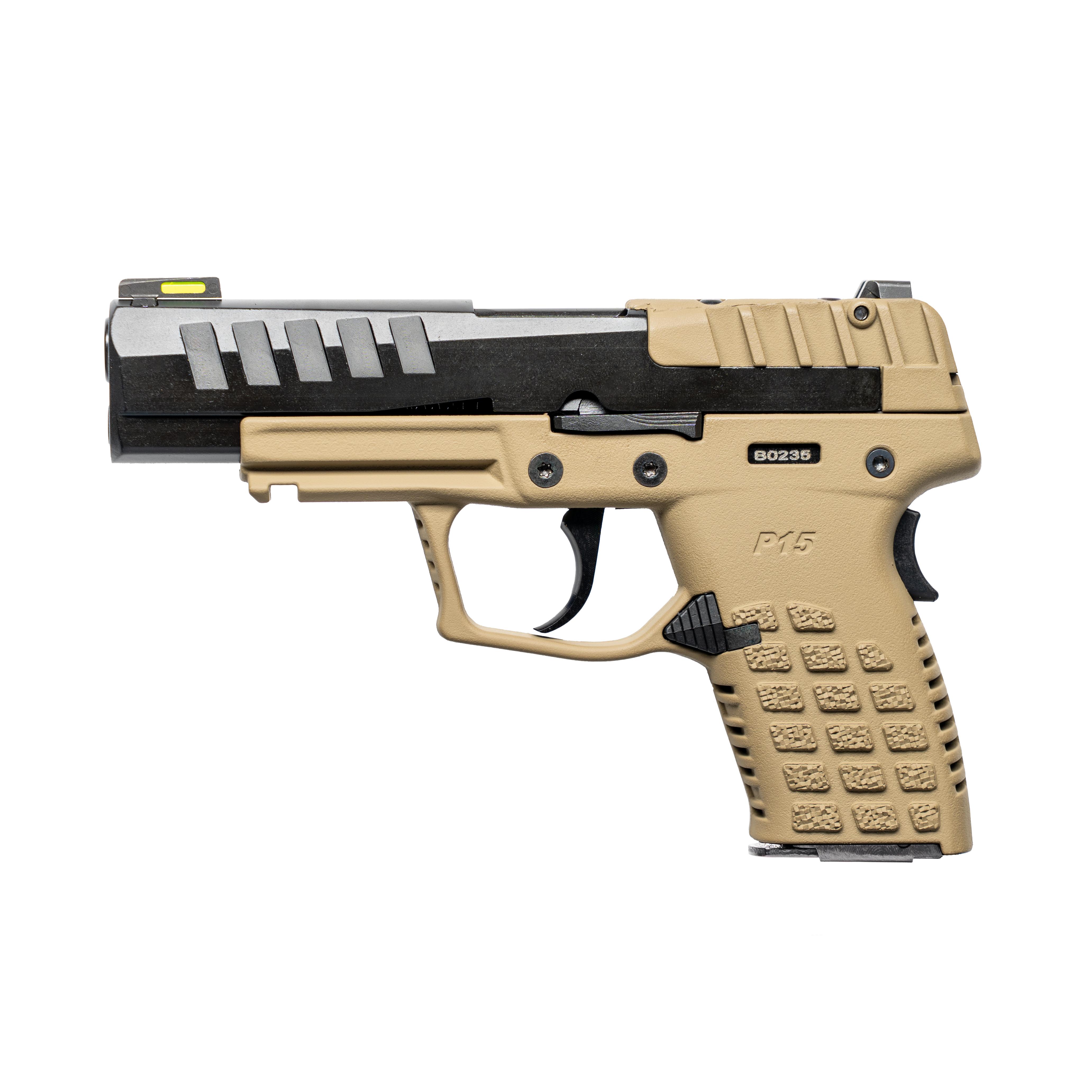 Kel-Tec CA Compliant P15 Handgun 9mm Luger 10rd Magazine 4 Barrel Black Slide/Tan Grip - View 2