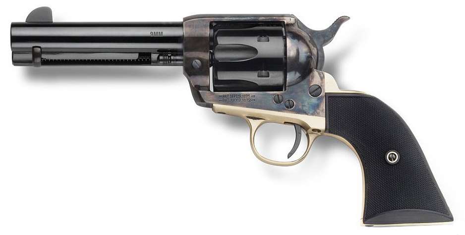 Pietta HF9CHBR434NMBP 9mm 4.75" Brass Grip Case Hardened Frame - View 2