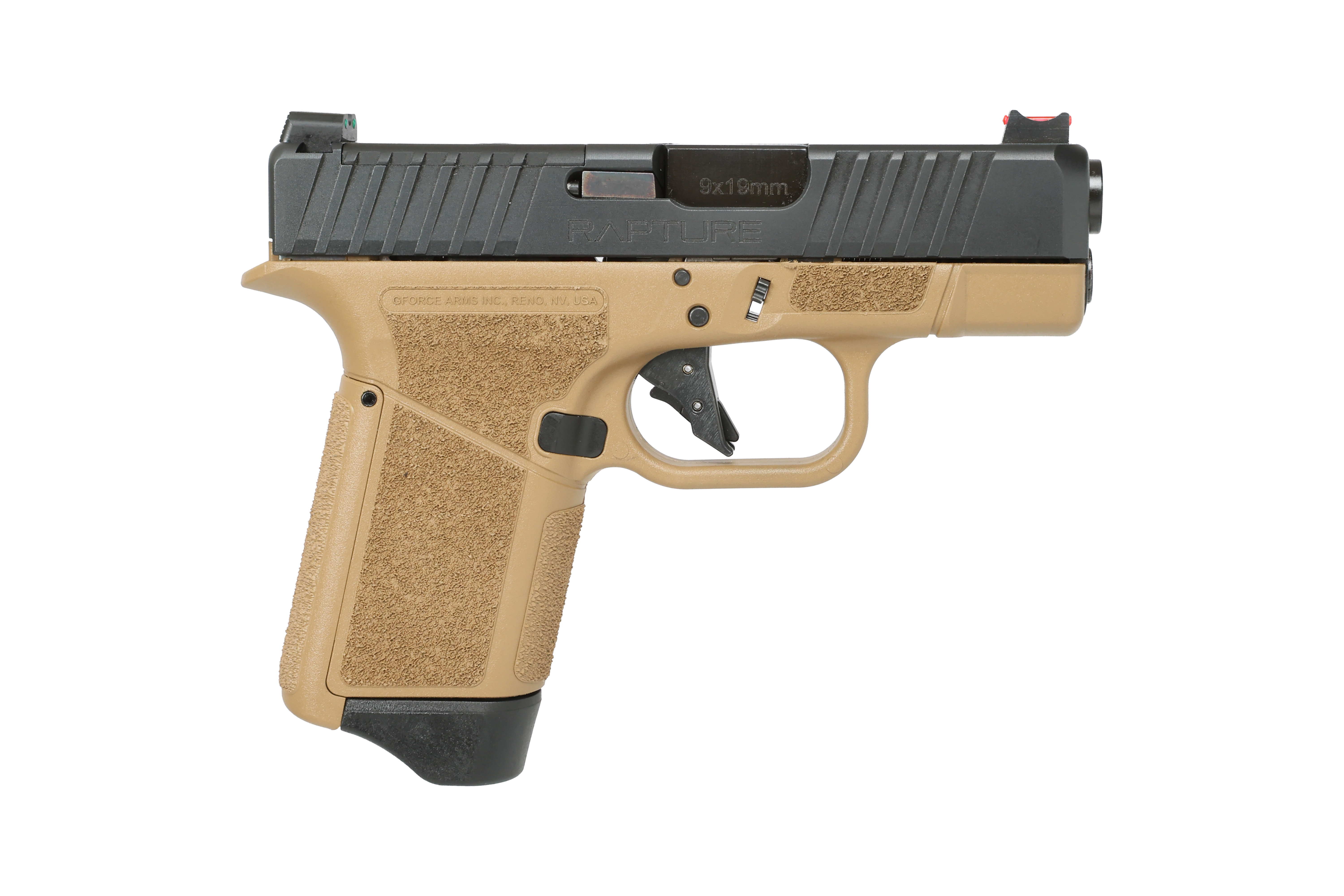GForce Arms GF932512FD Rapture Pro 9mm 12+1 3.25" FDE Fiber Optic Sights - View 2