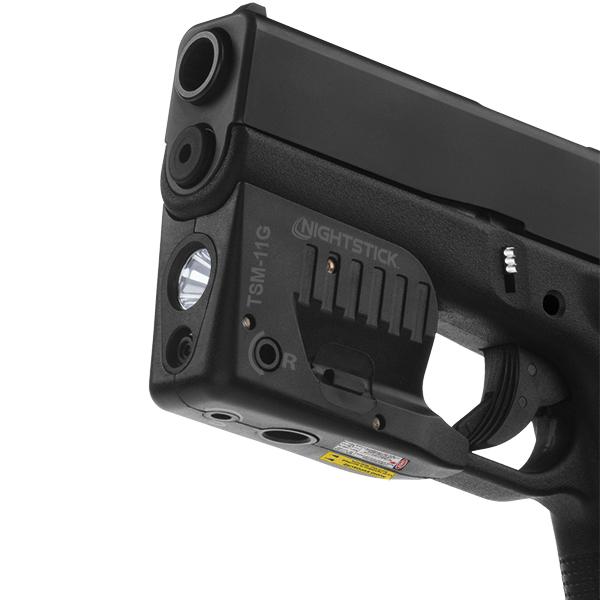 Nightstick TSM11G Subcompact Tactical Weapon Light w/Laser for Glock 42/43/43X/48 Handgun 150 Lumens White LED 104 Meters Beam Black Polymer - View 2