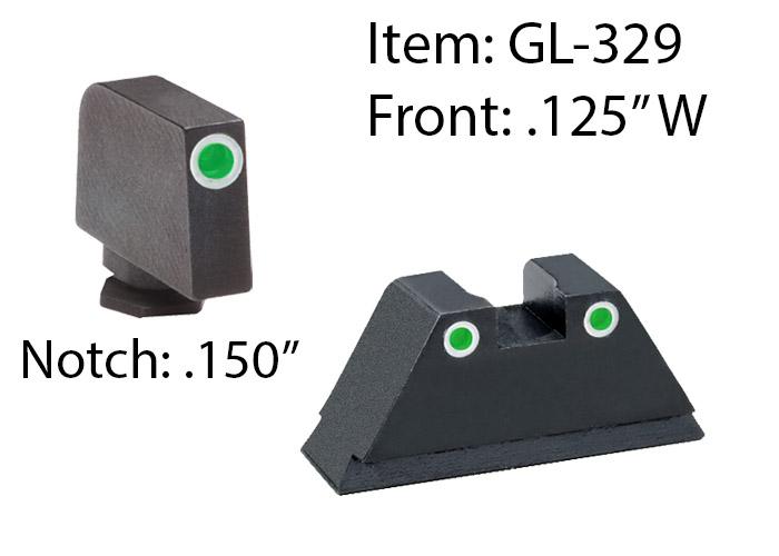 AmeriGlo GL329 Optic Sight Set Glock XL Tall Green Tritium White Outline - View 2