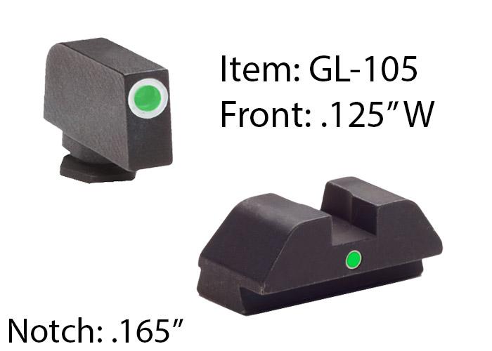 AmeriGlo GL201 i-Dot Sight Set for Glock Green Tritium Orange Outline ... - View 2