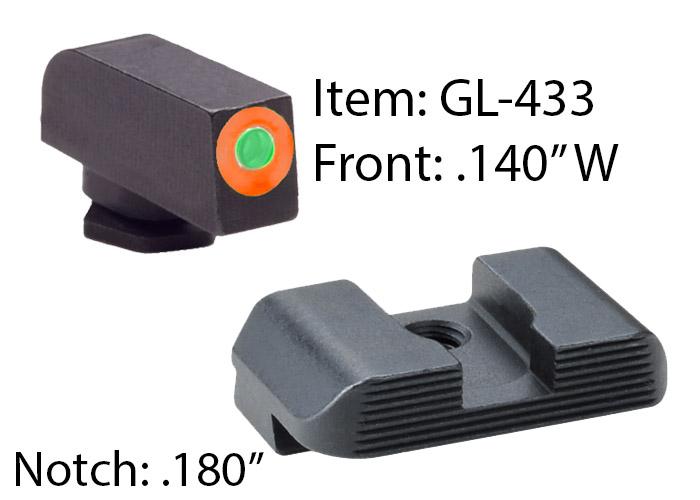 AmeriGlo GL-433 Protector Tritium Night Sights Green/Orange for Glock - View 2