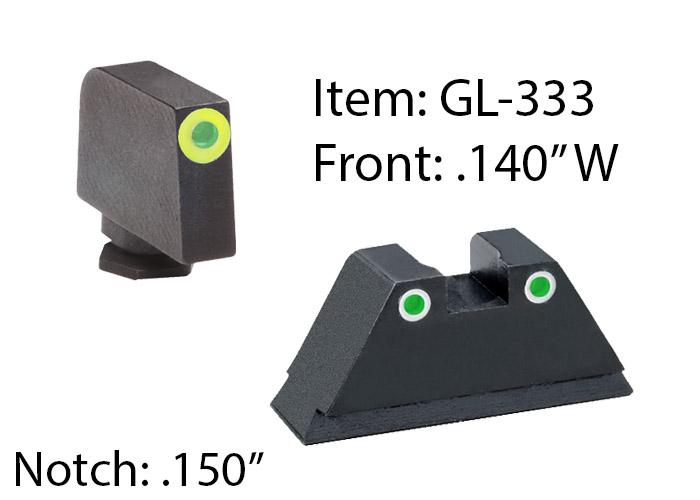 AmeriGlo GL333 Optic Sight Set Glock XL Tall Green Tritium LumiGreen - View 2