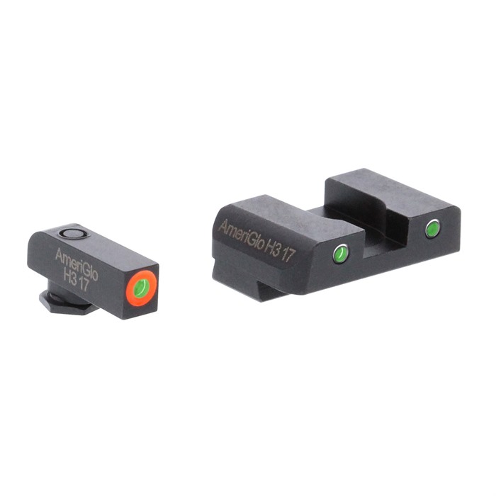 AmeriGlo GL241 Custom Classic Sight Set Glock Green Tritium Orange Outline - View 2