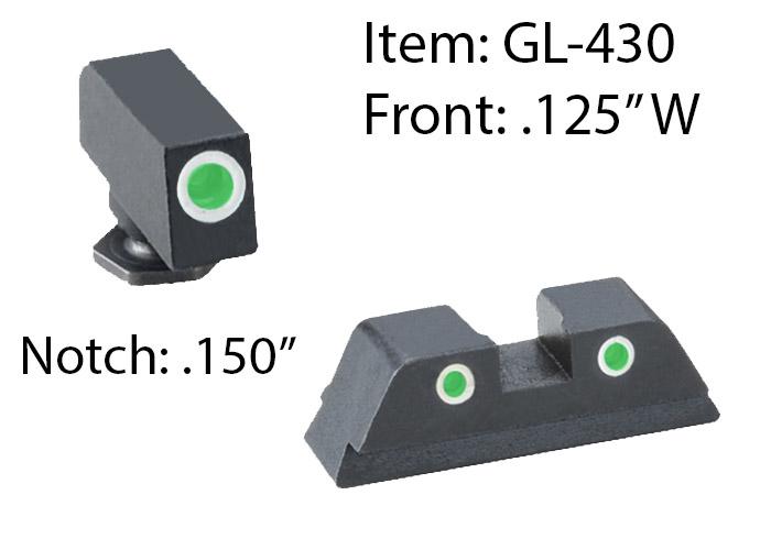 AmeriGlo For Glock Classic Style 3 Dot Grn Trit Whit Outlin FrntRear Sghts - View 2