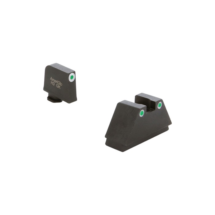 AmeriGlo GL349 Optic Sight Set Glock 3XL Tall Green Tritium White Outline - View 3
