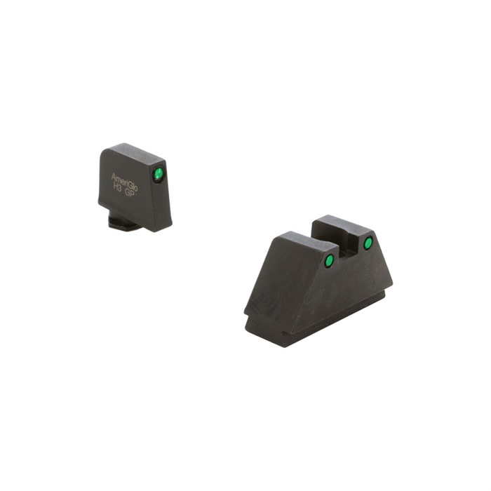 AmeriGlo GL815 Optic Sight Set Glock 3XL Tall Green Tritium Black Outline - View 3