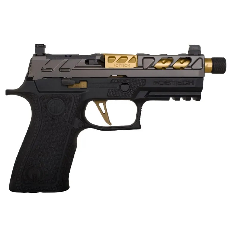 FosTech Drone Predator 9mm 3.9 in Black Gold Gray Capacity 15 Action Semi-A - View 2