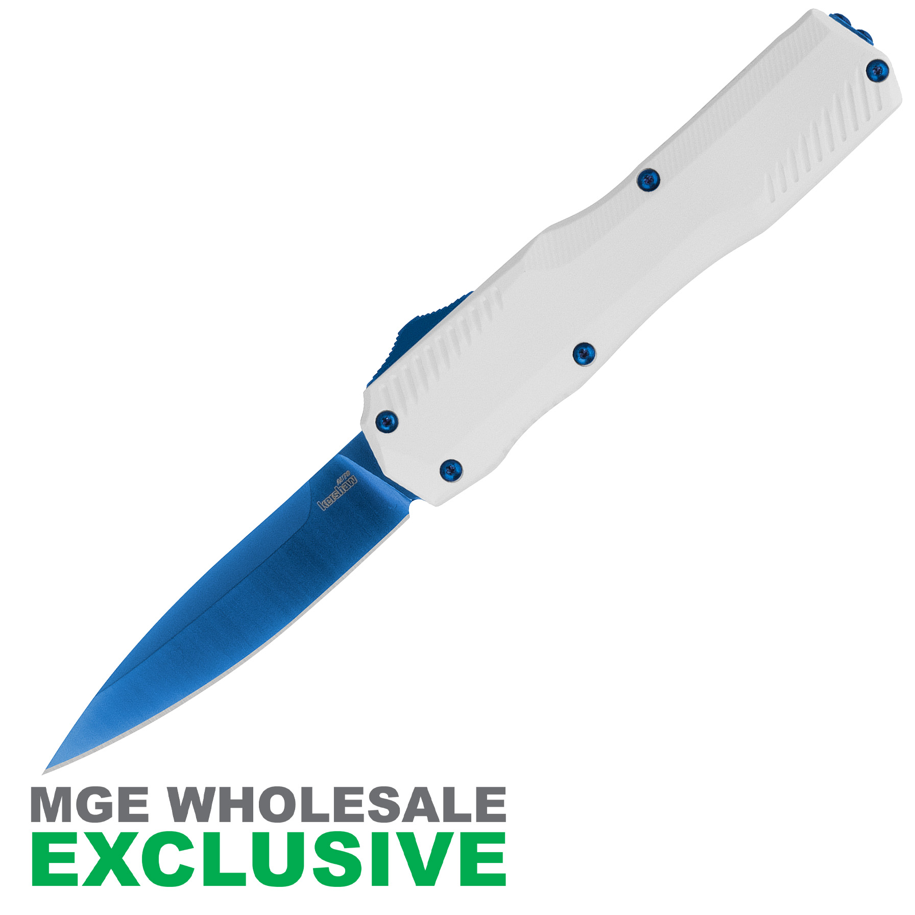 KERSHAW LIVEWIRE WAMPA WHITE HANDLE BLUE BLADE MGE Exclusive - View 2