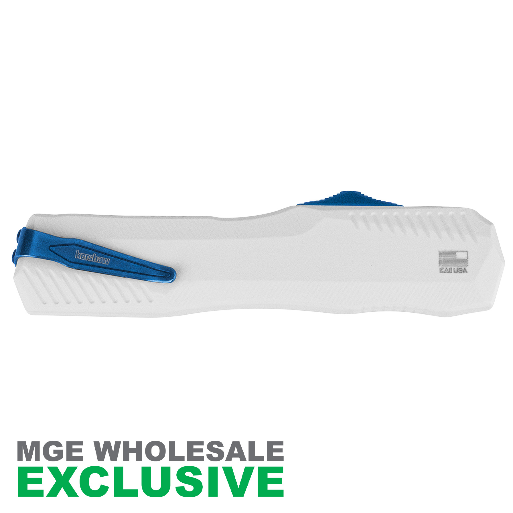 KERSHAW LIVEWIRE WAMPA WHITE HANDLE BLUE BLADE MGE Exclusive - View 3