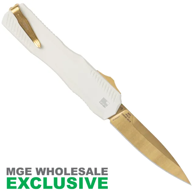 KERSHAW LIVEWIRE POPE WHITE HANDLE GOLD BLADE MGE Exclusive - View 3