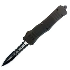 CobraTec SBCTK-1SDAG2SS 2.75" Dagger OTF D2 Steel Black Handle Serrated - View 2