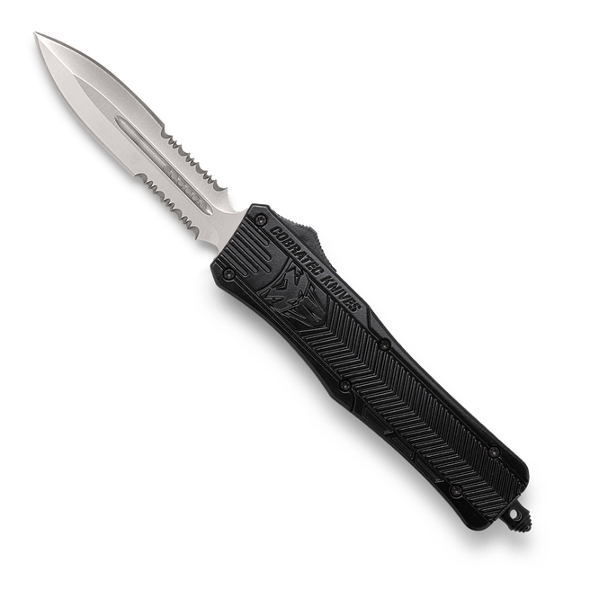 CobraTec MBCTK-1MDAG2SS 3" Dagger OTF D2 Steel Serrated Black Handle - View 2